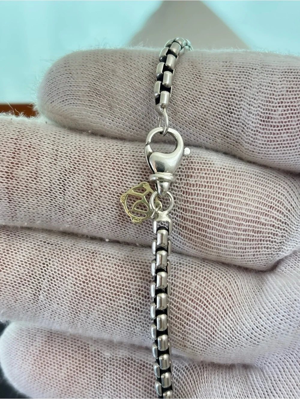 David Yurman 925 & 14k Gold Unisex Cable Cross Pendant Necklace 18